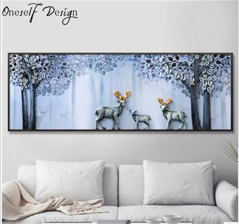 

5D Diamond Painteing Embroidered Bedside Stick Diamond Cross Stitch Elk Living Room Christmas Decorations For Home Wall Sticker