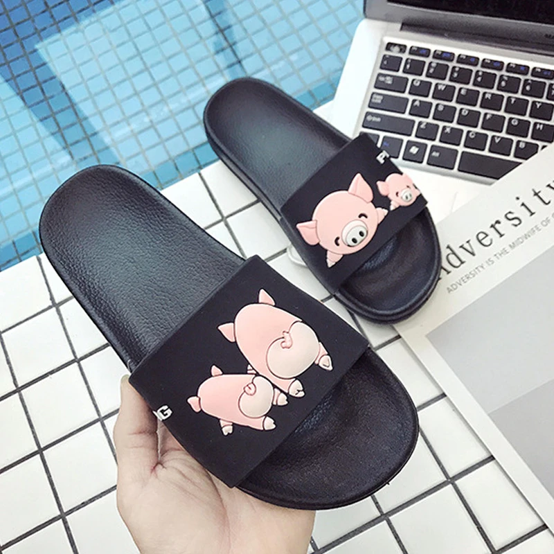 

VERTVIE Cartoon Torridity -slip New Lovely Women Flops Cute Pig Shape Home Floor Slides Female Shoes Beach Girls