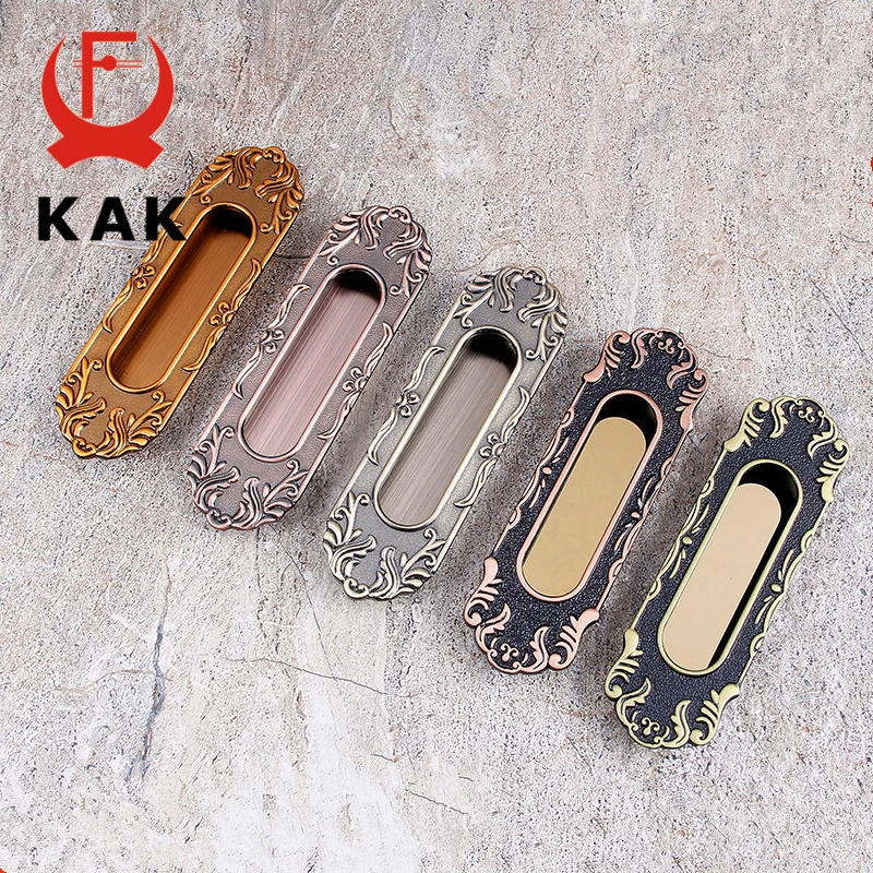 

KAK 5pcs/lot Vintage Tatami Hidden Door Handles Zinc Alloy Recessed Flush Pull Cover Floor Cabinet Handle Furniture Hardware