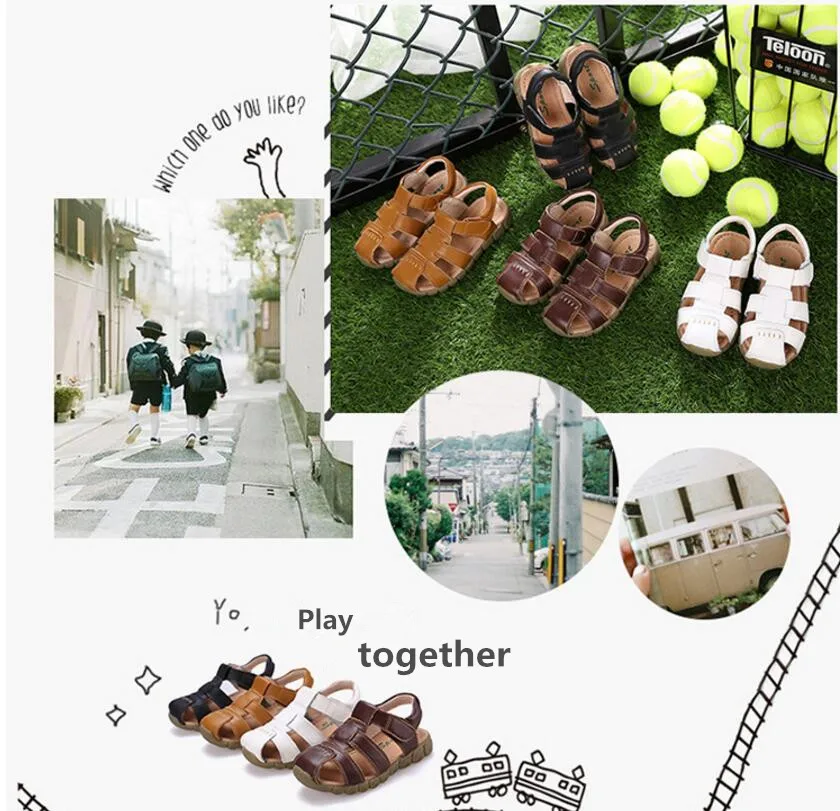 Children cow leather sandals-16