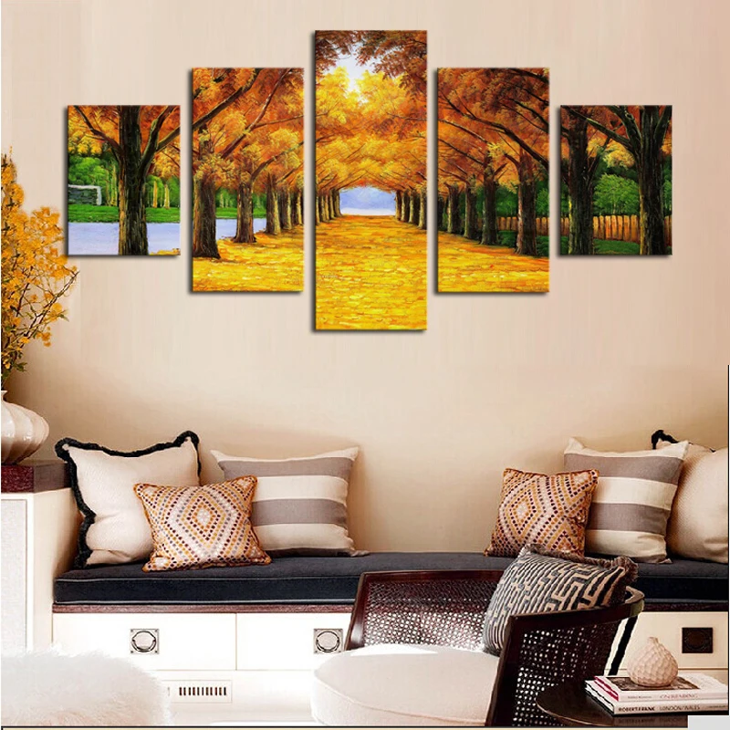 5 Panel Canvas Print Wall Art Oil Painting Picture Hotel Bar Home Decor Noframe 
