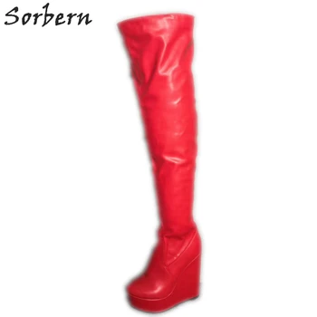 

Sorbern Over The Knee Boots Wedge Heels Platform Boots Unisex Size 5-15 Custom Made Shoe Plus Size Mid Thigh High Boots