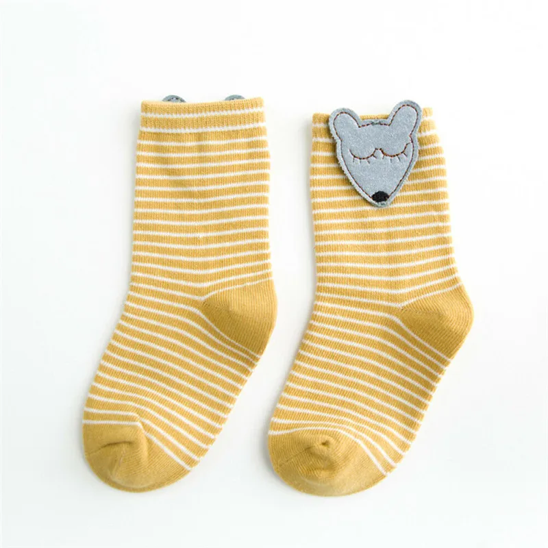 Новая одежда для мальчиков и девочек детская одежда для малыша младенца новорожденного,, одежда в полоску Повседневное Симпатичные хлопковые теплые носки одна пара - Цвет: Цвет: желтый