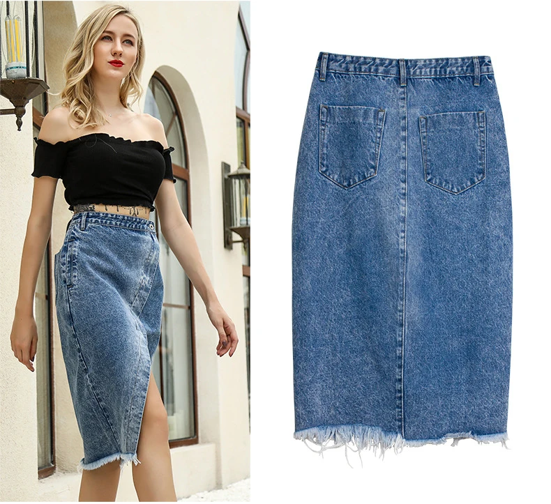 Skirt of female skirt hairline furl furl to wrap hip bull-puncher skirt irregular tassel tall waist skirt of halter MIDI skirt (16)