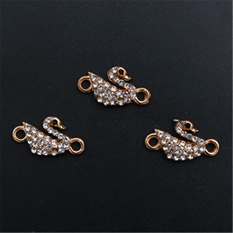 

WKOUD 6pcs kc golden handmade rhinestone duck charm fashion bracelet necklace DIY metal jewelry alloy connector A1471