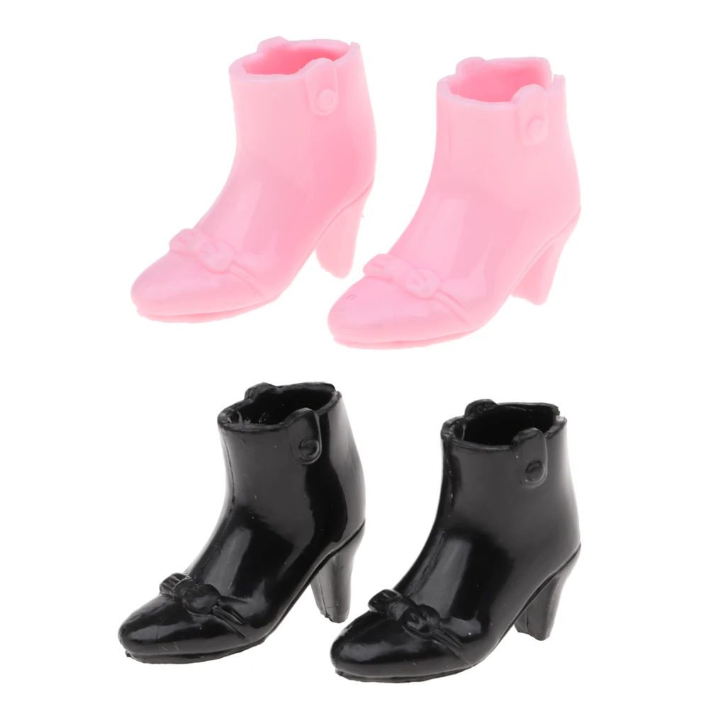 2 Pairs Lovely Waterproof High Heels Shoes for Neo Blythe Dolls Clothing Accessory Pink & Black