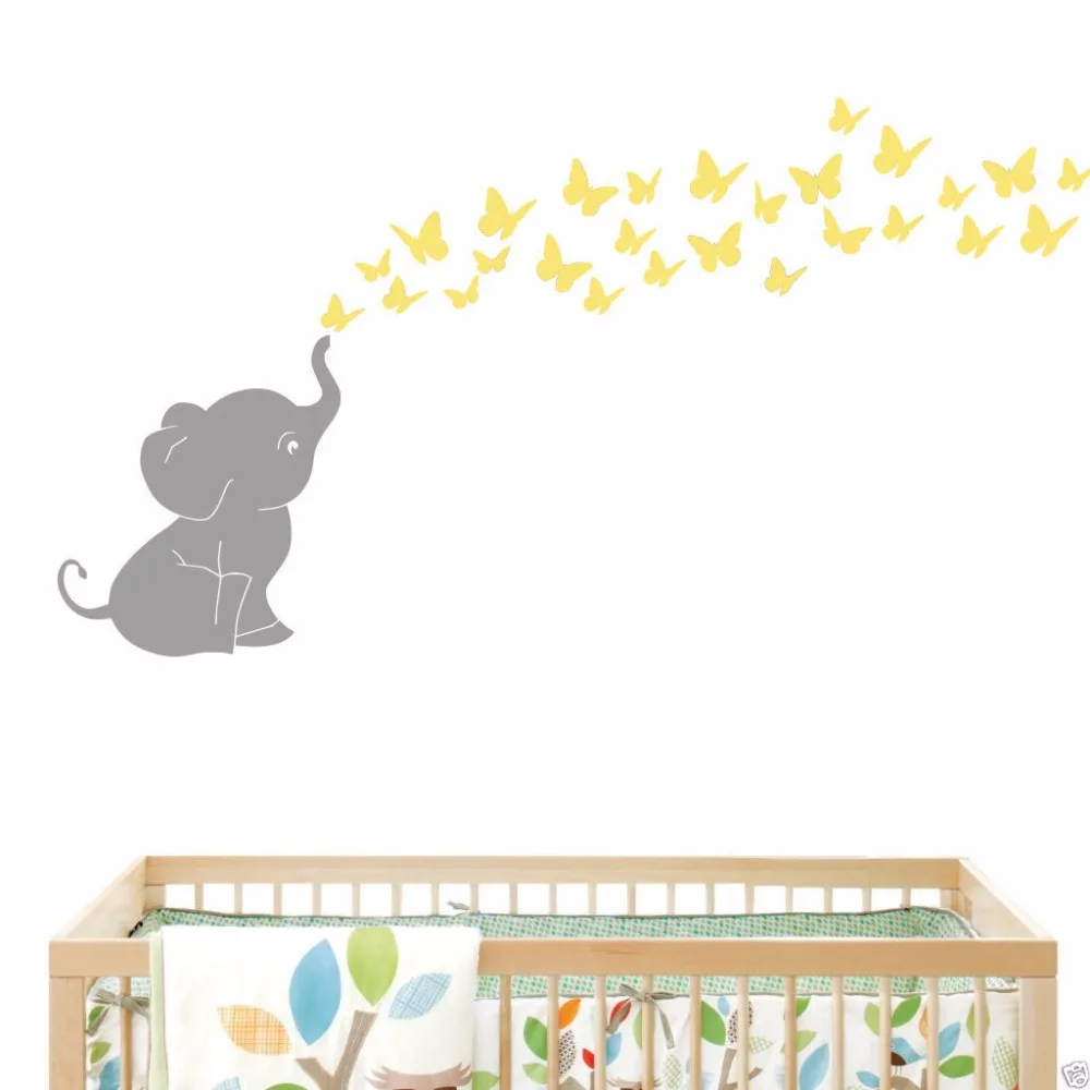 Por Elephant Baby Room Lots From 2016 New Elephant Erflies Baby Room Wall Decal Vinyl Nursery Decor 121cmx153cm China