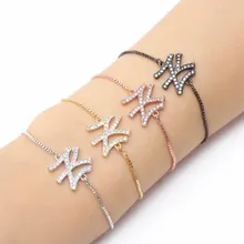 Цепочка из золота и серебра, браслет с фианитами, кубическим цирконием, Круглый браслет с регулируемым макраме, rn324, модные ювелирные изделия с буквами