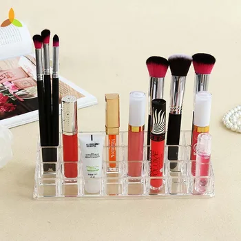 

Acrylic Lipstick Organizer Transparent Cosmetic Makeup Organizer 24 Space Storage Clear Case Display Rack Holder