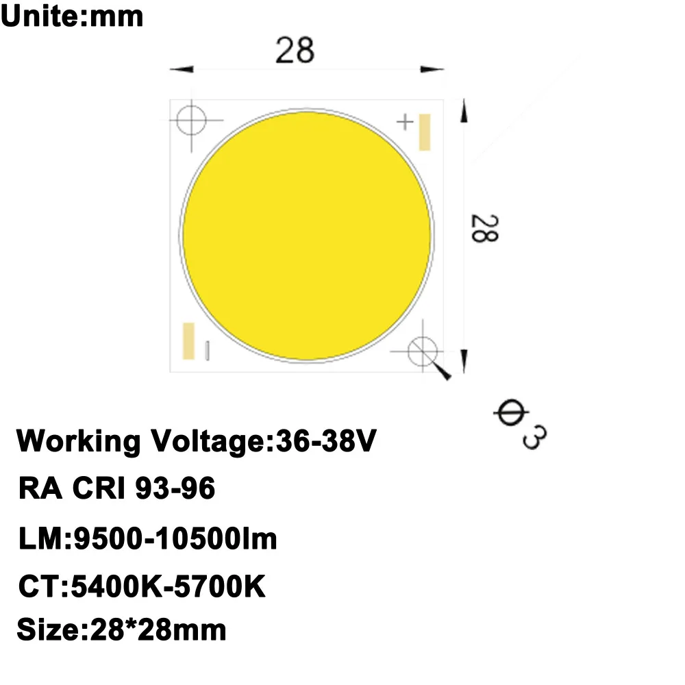  MARSWALLED High CRI 90+ High Power Density COB LED Daylight White DC36-38V 2.5A 100W 10000LM for Fl - 32861523677