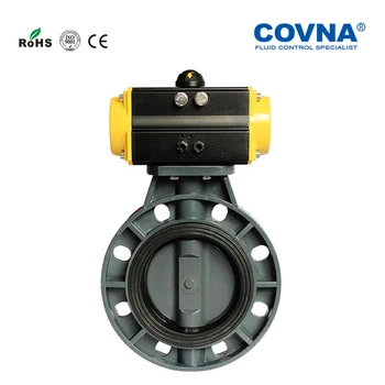 

DN125 5" Plastic PVC Material Corrosion Resistant Air Control Pneumatic Butterfly Valve