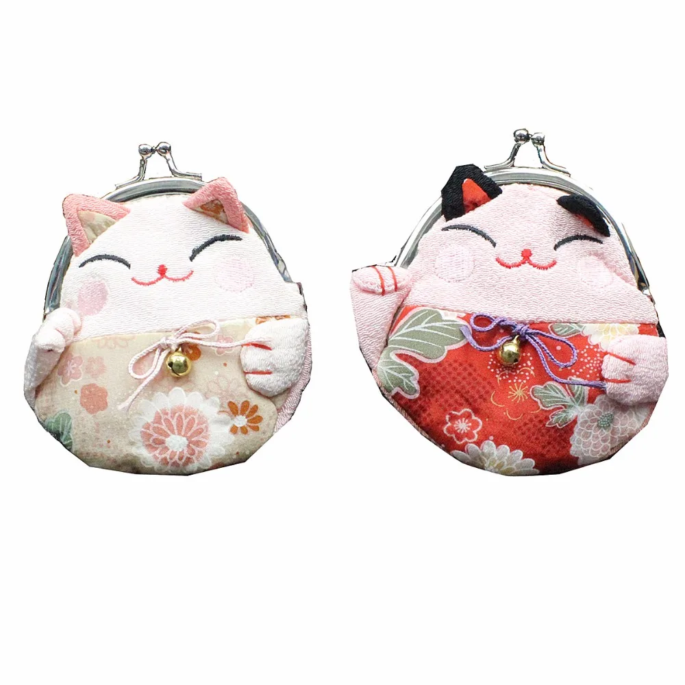 M298 мультфильм кошельки Lucky Cat 5 Стиль Цвет с застежкой в виде нуля; котика, который приносит вам богатство ручной вышивки мешок