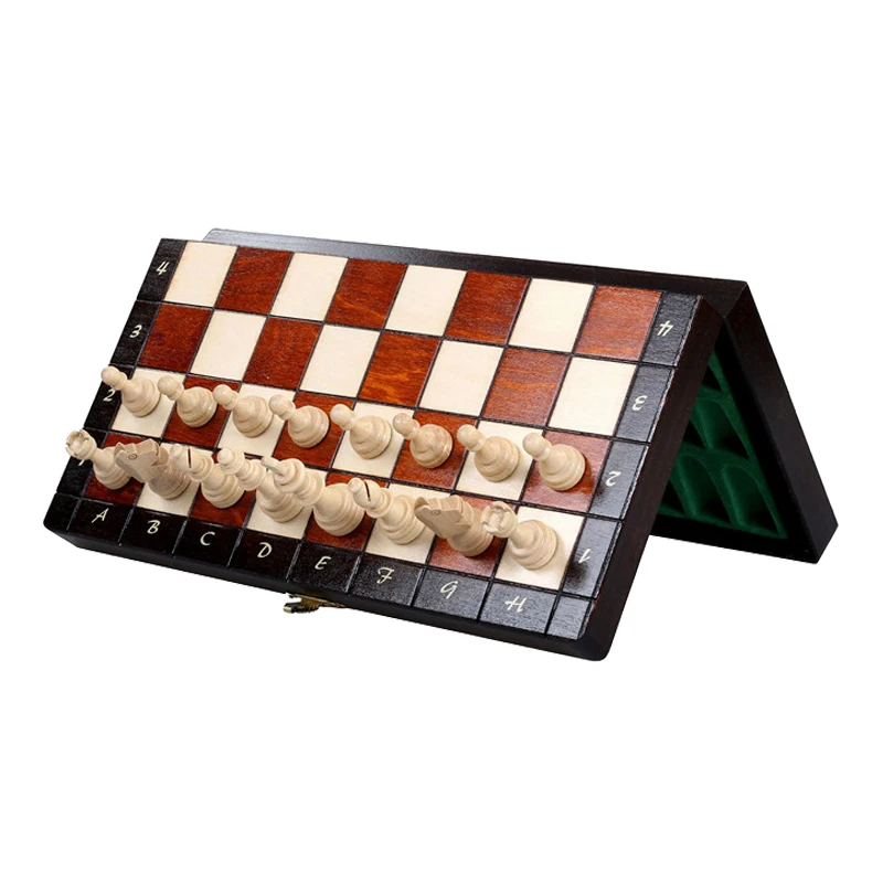

Magnetic Hot Top Grade Portable Handwork Folding Birch Solid Wooden Chess Set Natural Safe Paint Children Gift Crafts Board Game