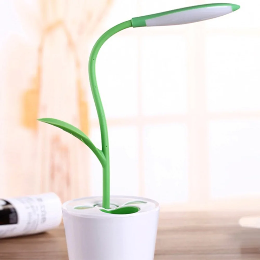 

USB LED Table Lamp Innovative Sapling Eye-protection Smart Touch Switch Charging 18650 Battery Used As Pen Holder Artistic Light