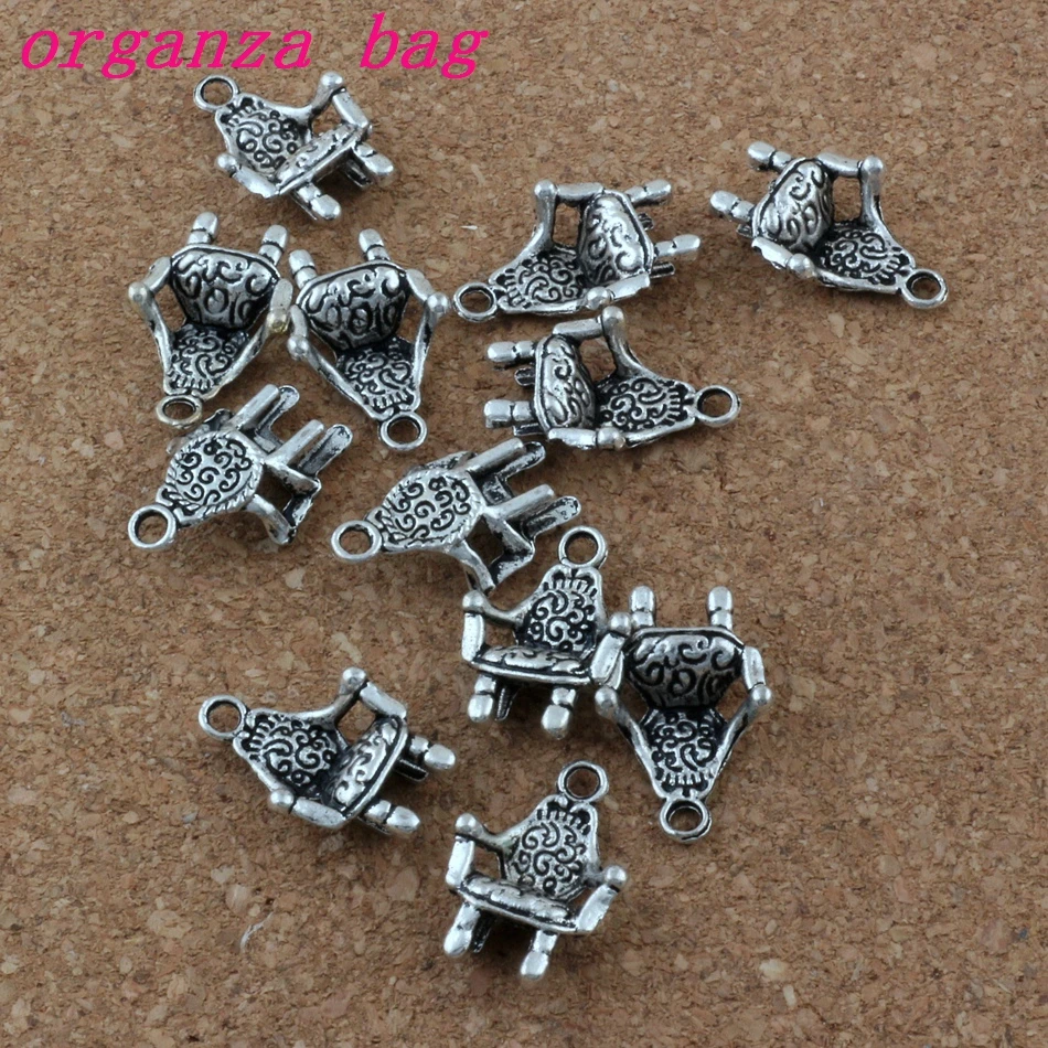 100pcs/lot 3D Chair Sofa Charm Pendants 100Pcs/lot Hot sell Antique Silver Jewelry DIY 13.5x20X5mm A-181