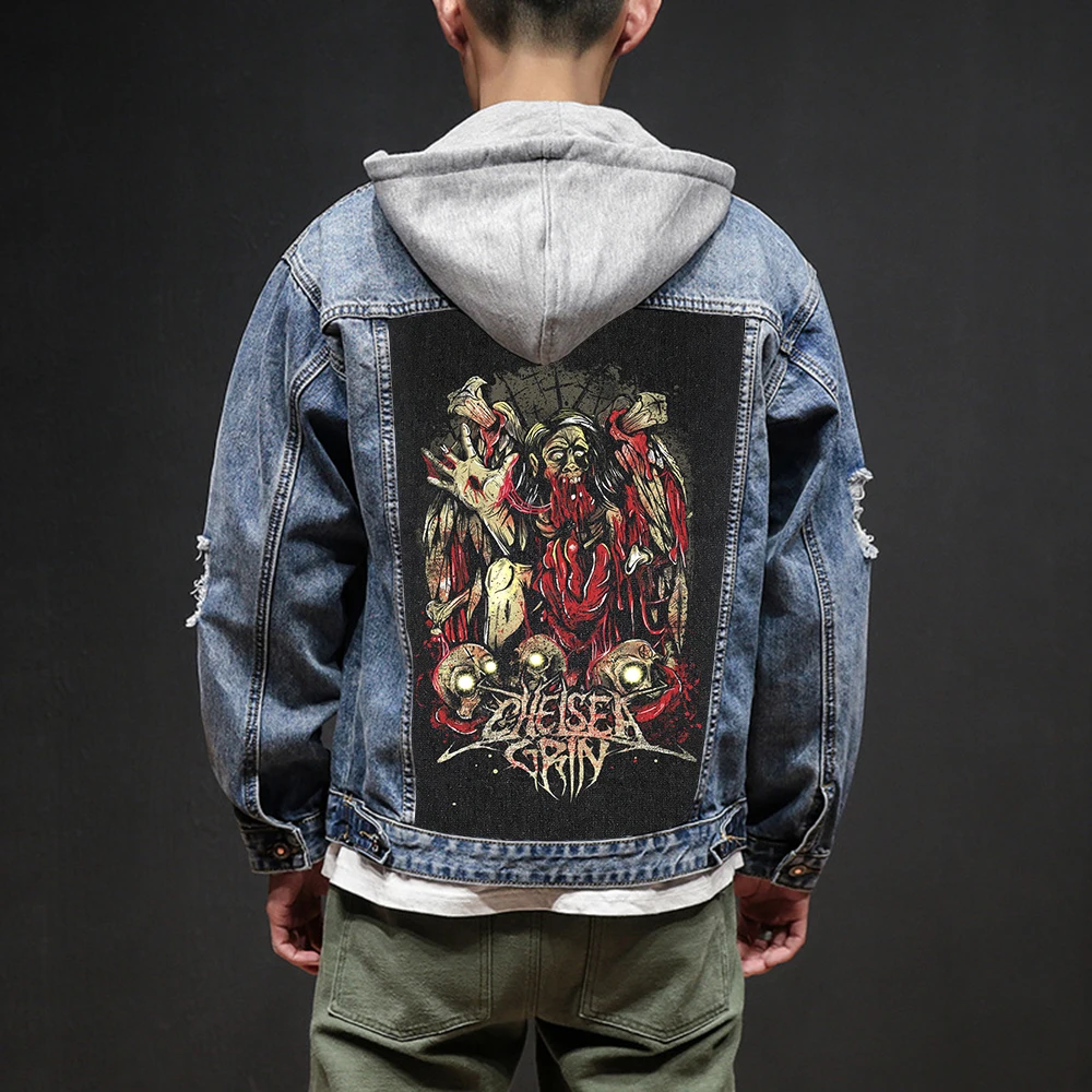 

Bloodhoof Store Chelsea Grin Rock And Roll Death Heavy Hardcore Punk Style Patch Designs Denim Jeans mens Jackets And Coats