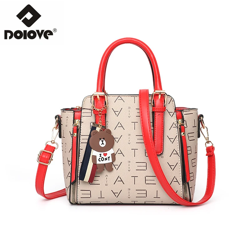 

DOLOVE Fashionable New Style Woman Bag, PU Leather Letter Messenger Bag, One Shoulder Slanting Across The Ball Carrier Bag