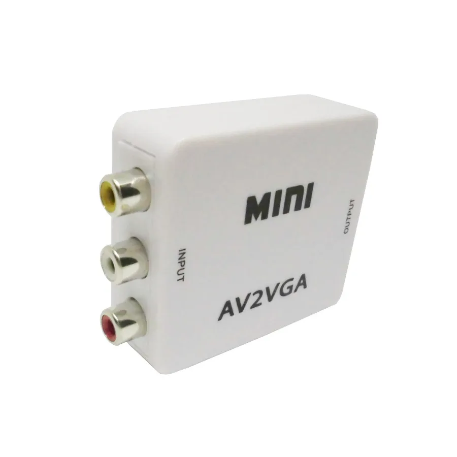  Mini HD Video Converter Box Convertitore AV2VGA AV RCA CVBS a VGA Video Converter Conversor con 3.5