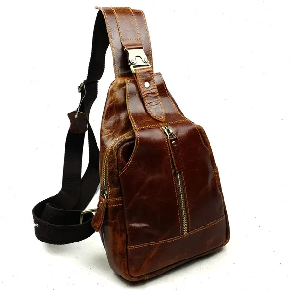 Casual Genuine Leather Chest Packs for Men Travel Chest Bags Small