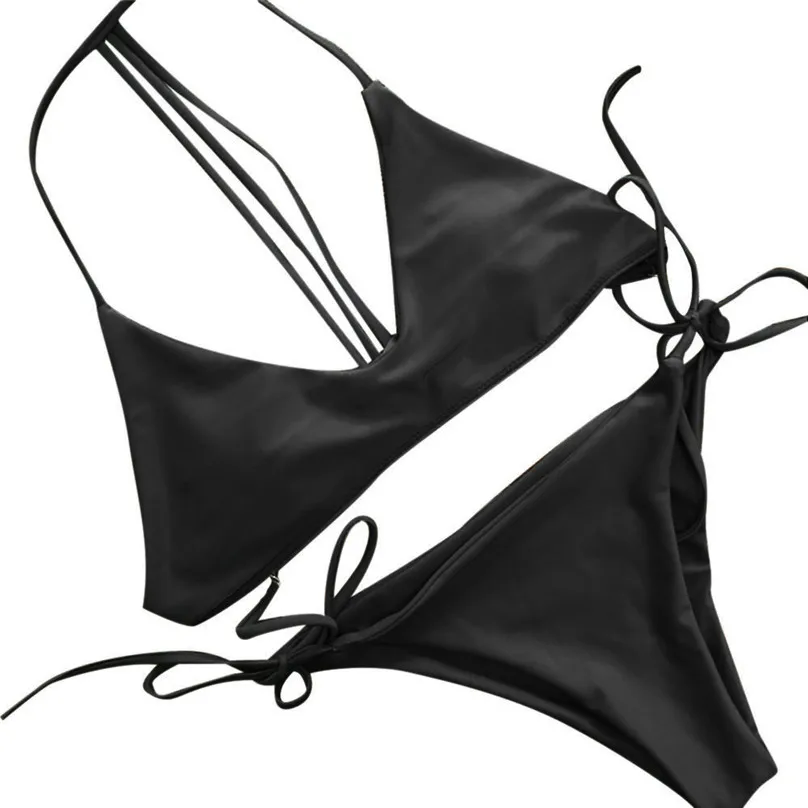 New 2019 Women Bikini Set Sexy Girls Solid Beach Swimsuit Swimwears Bathing Monokini Padded Bikini Swimming Beachwear #3d07 (1)