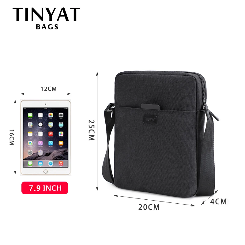 TINYAT Light Canvas Men's Shoulder Bag For 7.9' Ipad Casual Crossbody Bag Waterproof Messenger Bag Pack sling bag for men 0.13kg TINYAT Light Canvas Men's Shoulder Bag For 7.9' Ipad Casual Crossbody Bag Waterproof Messenger Bag Pack sling bag for men 0.13kg