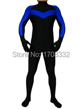 

Classic Nightwing Costume Hot Sale Black And Blue Spandex Batman Superhero Zentai Suit Halloween Cosplay Party Suit