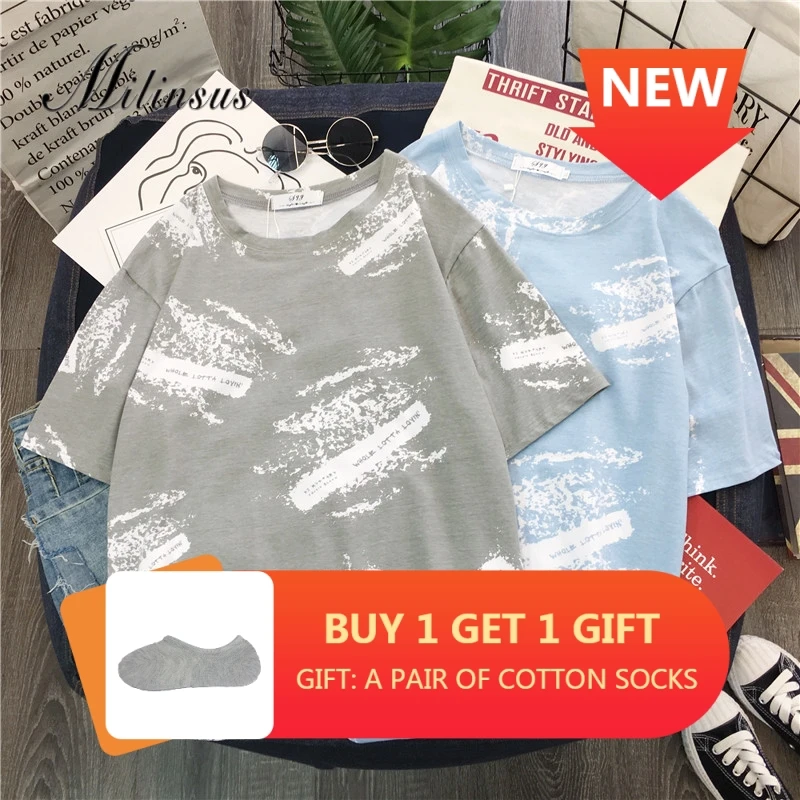 

2019 Summer New Graffiti Print Students Loose T-shirt Female Short-sleeved Shirt Plus Size Harajuku Tops cec Graphic Tees Women