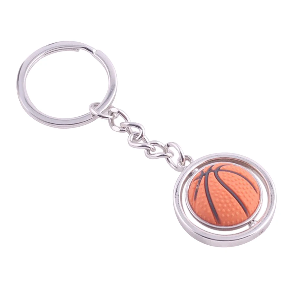 Basketball Metal Key Ring 3D Sports Keychain Rotating Ball Key Chain