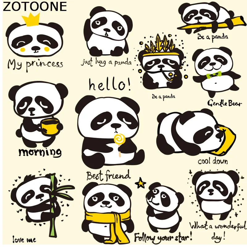 

ZOTOONE Cute Cartoon Panda Patches for Clothing T-shirt Bags Dress Press Sticker Washable Iron on Transfers Patches for Kids C