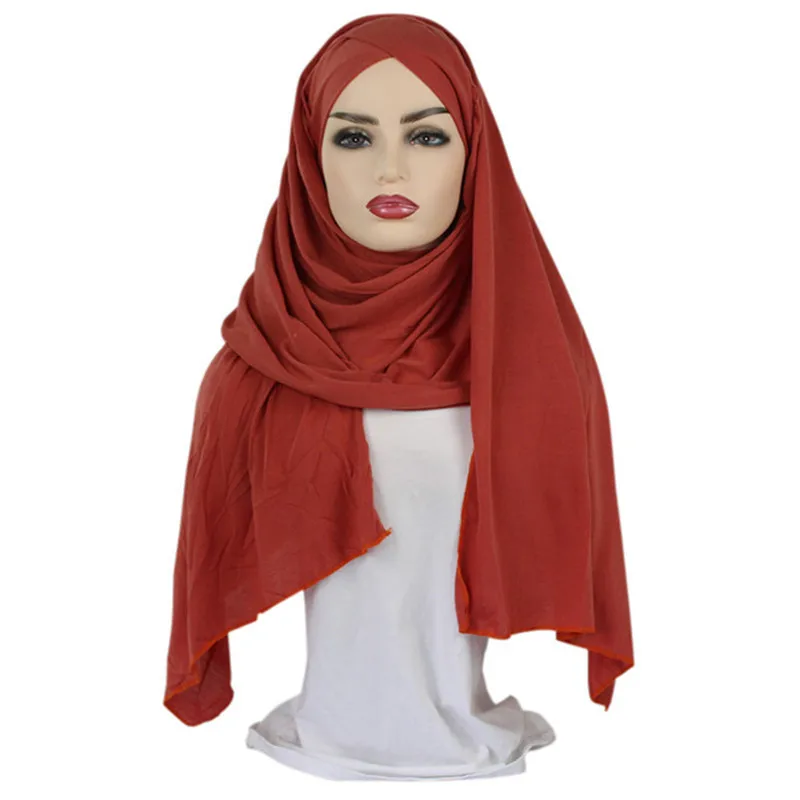 Мусульманский трикотажный хиджаб-шарф для женщин femme musulman, готовый к ношению, шапка, исламский головной платок, обертывание головных шарфов - Цвет: 9