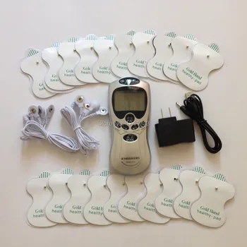 

Freeshipping Silver Dual input Slimming massager,Digital therapy massager machine ,TENS body massager +20pcs electrode pads