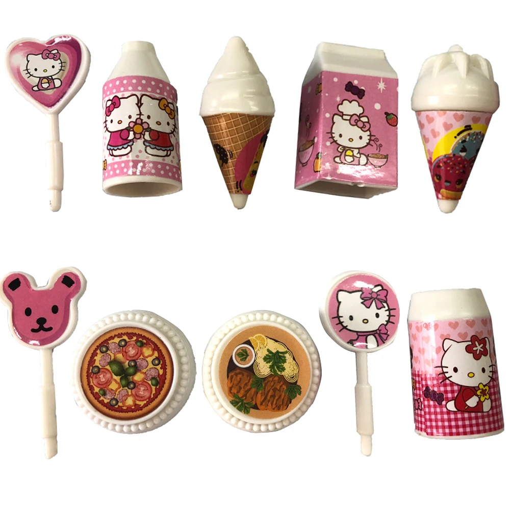 

NK 10 Pcs/Set Doll Accessories DIY Game House Mini Simulation Pattern Tableware Kitchen Puzzle Creative Toy For Barbie Doll DZ