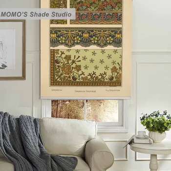 

MOMO Roller Blinds Painting Window Blinds Shades Blackout Zebra Blinds Fabric Roller Shutter Curtains Custom Size PRB set801