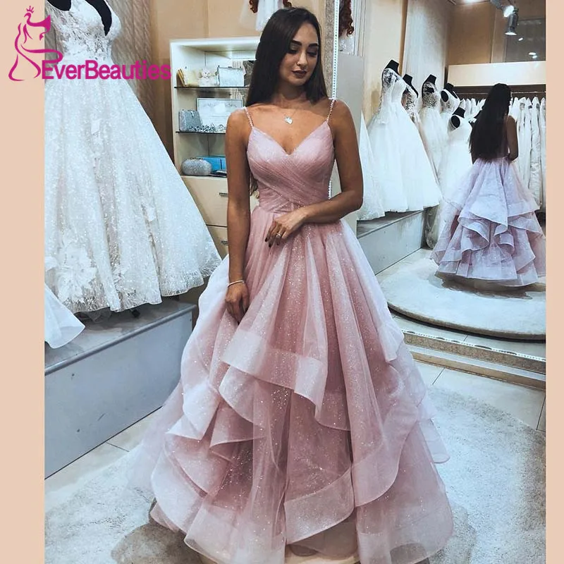 Robe De Soiree Evening Dress Long 2019 Shiny Tulle Backless Elegant Formal Dress Spaghetti Straps Vestido De Festa Abiye Robe De Soiree Evening Dress Long 2019 Shiny Tulle Backless Elegant Formal Dress Spaghetti Straps Vestido De Festa Abiye