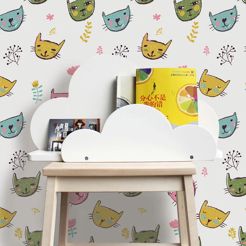 Мультяшные кошки настенные художественные обои рулон высокого качества ПВХ самоклеющиеся наклейки на стену для детской комнаты детская спальня домашний декор