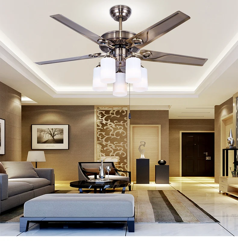 Европейский стиль ретро лист железа столовая спальня потолочный светильник вентилятор бытовые потолочные вентилятор с лампой FS12