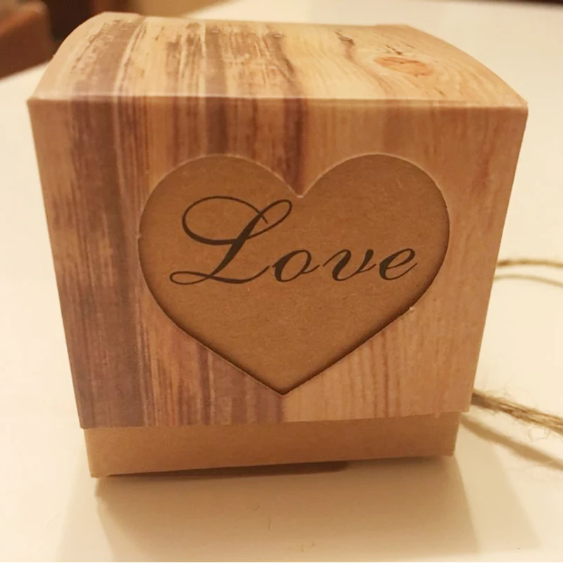 1 шт. романтическая винтажная коробка для конфет в форме сердца из крафт-бумаги с канат джутовый свадебные сувениры и подарочные сумки вечерние свадебные принадлежности