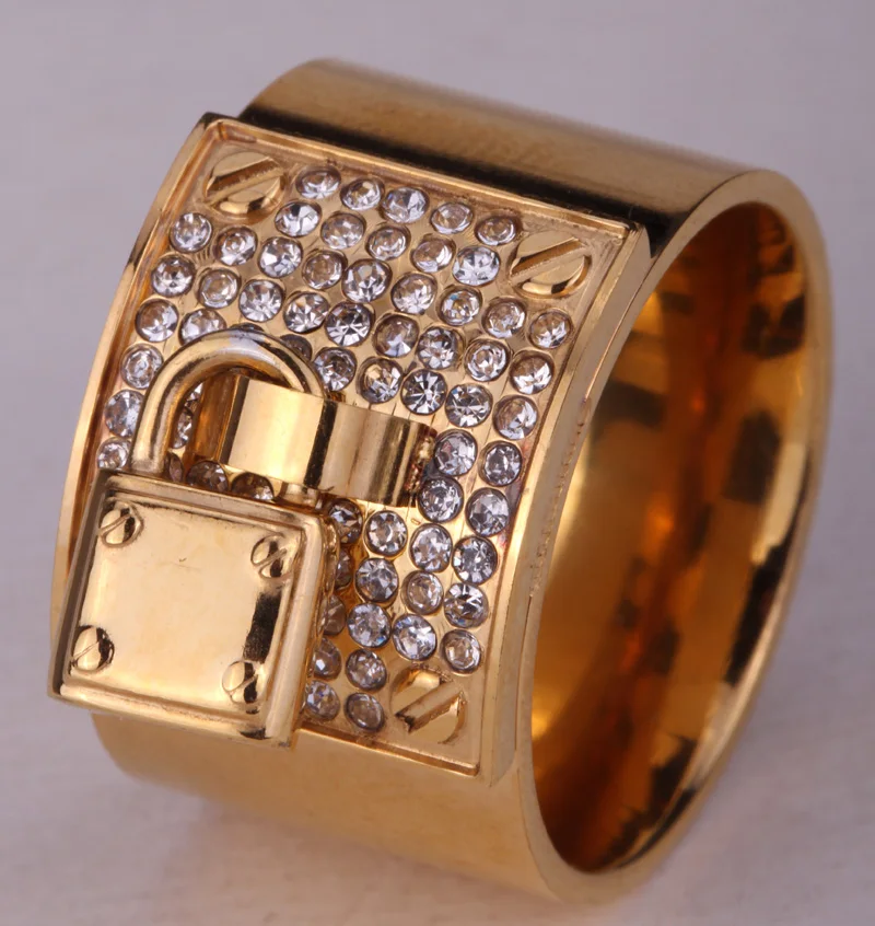 Stainless steel lock ring for women girls austrian crystal cute fashion