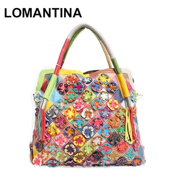 

LOMANTINA Hot Sale Floral Handbag Women Casual Tote Bag Female Large Shoulder Messenger Bags High Quality Cow Leather Hobo