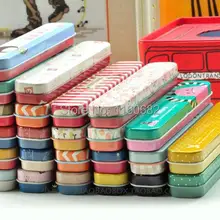 Мини прямоугольная стильная ручка и карандаш, металлический чехол для хранения детской посуды, жестяная коробка