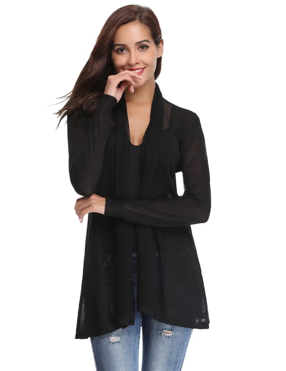 

Abollria Summer Women's Girl Cardigan Thin and Light Windproof Wear Sun Protection Clothing Long Sleeve Open Front Casual Top