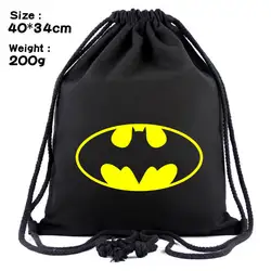 IVYYE 1 шт. Черный Бэтмен модные парусиновые рюкзаки мешок на шнурках с картинками из мультфильма повседневное строка сумки хозяйственный