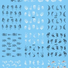 11 упак./лот водная наклейка для ногтей черный белый цветок Азалия орхис Нарцисс D001-011