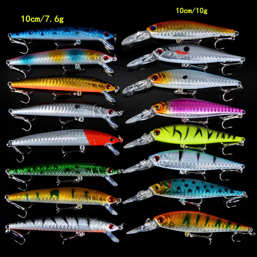 Conjunto de Iscas de Pesca Modelos de Peixinhos Equipamento de Pesca de Alta Misturadas Lote 2 Jerkbait Qualidade 6 Ganchos 16 Pçs –