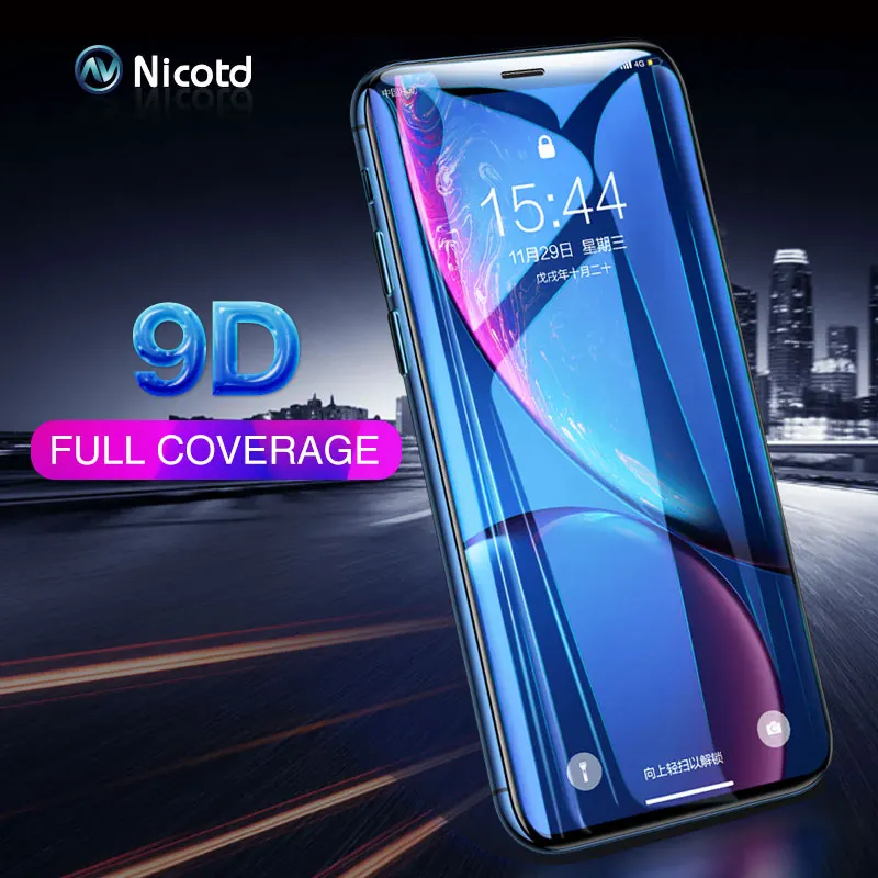 Закаленное стекло 9D с полным покрытием для iPhone 8 Plus 7 XR Защитное экрана XS MAX 6 6s