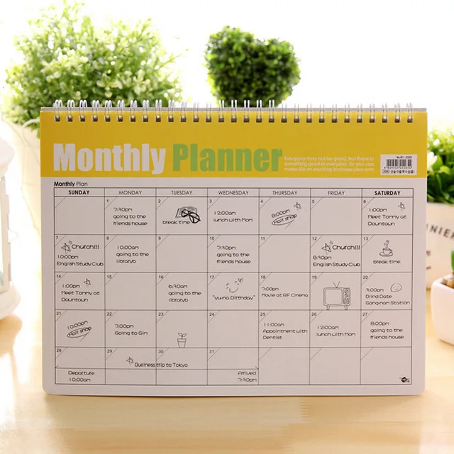 

(24Pages/Sell) Monthly Planner 28x21cm Office Organizer Kawaii Calendar