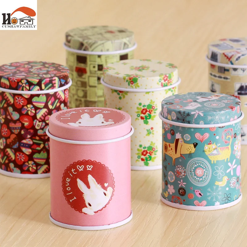

CUSHAWFAMILY 1 pcs creative super mini tea box candy storage box wedding favor tin box cable organizer container household