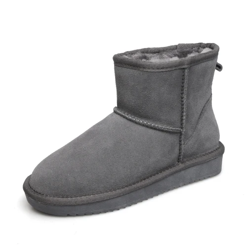 Горячая Распродажа, Нескользящие женские зимние ботинки г. ботильоны из натуральной кожи теплые зимние ботинки высокого качества женская обувь, большие размеры 34-42 - Цвет: gray