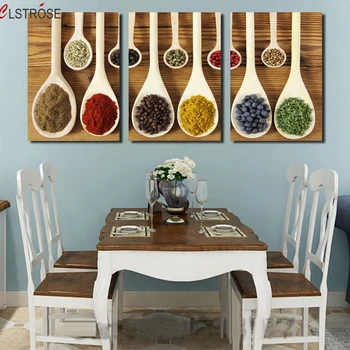 

CLSTROSE 3 Pieces Modern Restaurant Wall Decoration Different Spices Canvas Paintings Printed On Canvas Art Pictures Home Decor