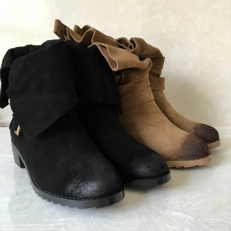 Enmayer/обувь женские зимние сапоги Ковбой Западный сапоги, большие размеры 33-43, женские полусапожки, черные, светло-коричневые туфли CR673